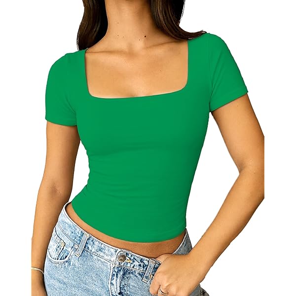 トップス SQUARE NECK LADY LIKE PLEATS TOP TiulZial Square Neck Shirt for Women - Long Sleeve Going Out Tops